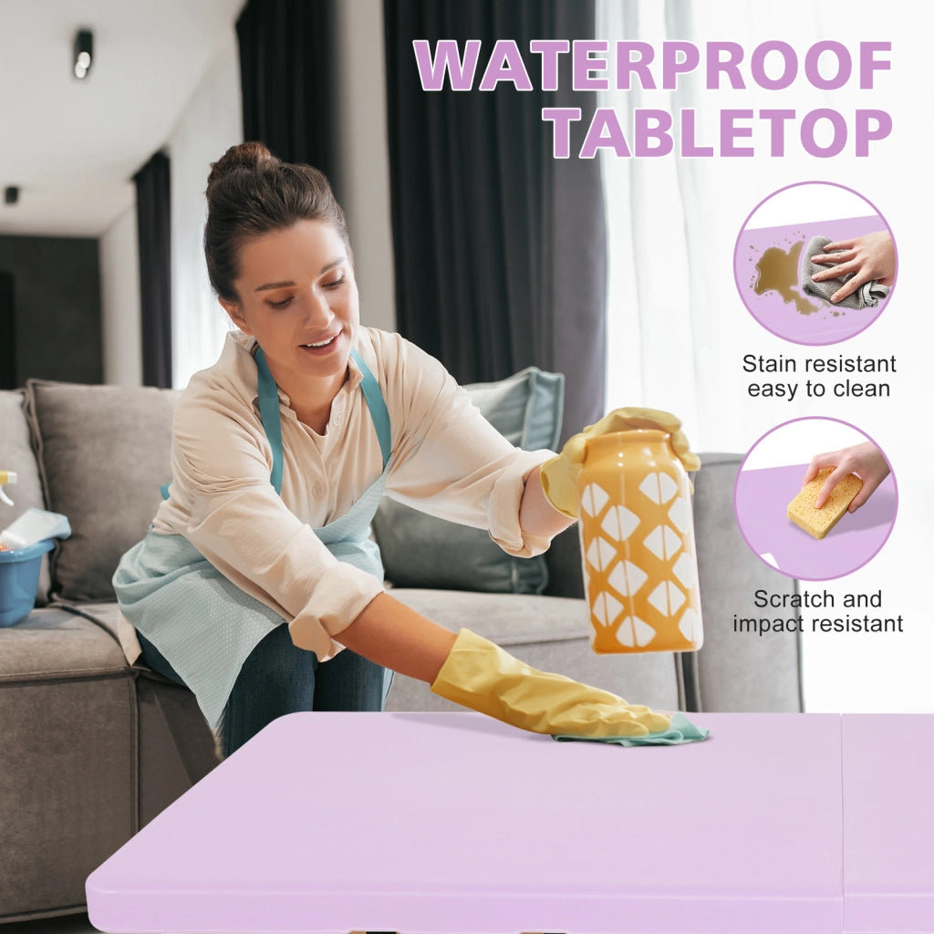 Tavolo Pieghevole Portatile con Maniglia ¨C MINIMAL ¨C Altezza Regolabile, 135kg, Viola