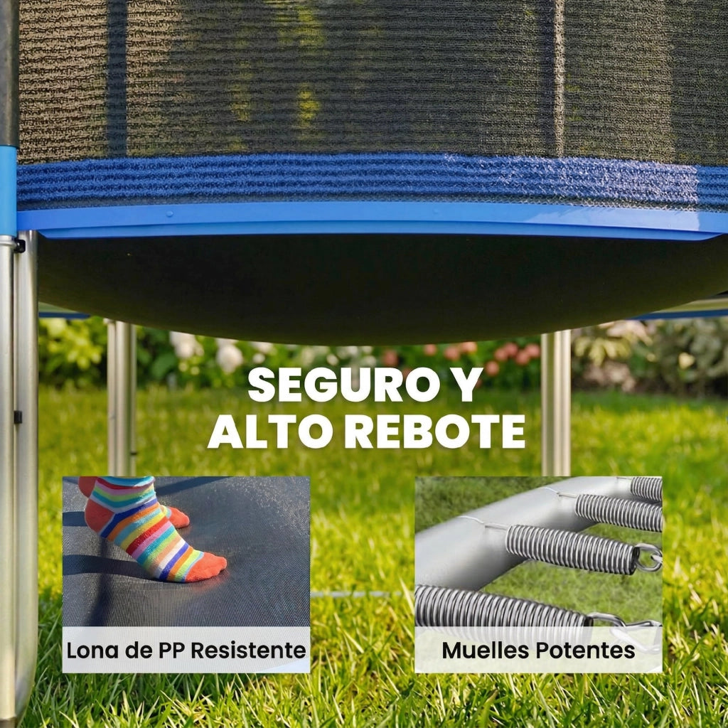 Trampolino Esterno per Bambini con Rete di Sicurezza e Scala ¨C Minimal ¨C ?305 cm Blu