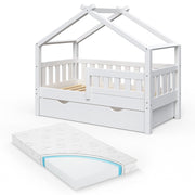 Vitalispa Letto montessori bambini Bianco 70x140 cm con cassetto e materasso
