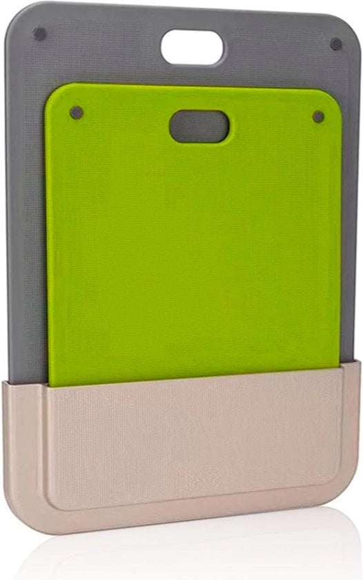 Set di taglieri in plastica 2 in 1: tagliere da cucina taglieri in plastica (34 x 24 cm, 27 x 20 cm) senza BPA con contenitore di conservazione, set di taglieri lavabile in forno a microonde per pesce verdure frutta carne pane