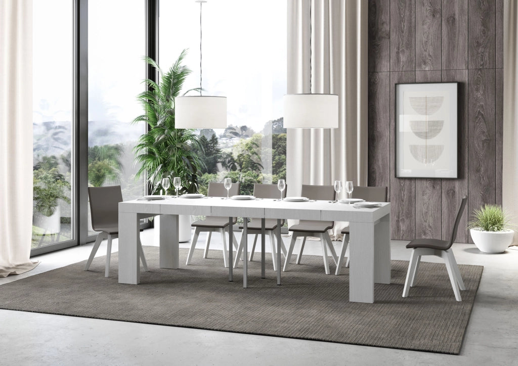 Tavolo allungabile 90x90/246 cm Roxel Premium Bianco Frassino