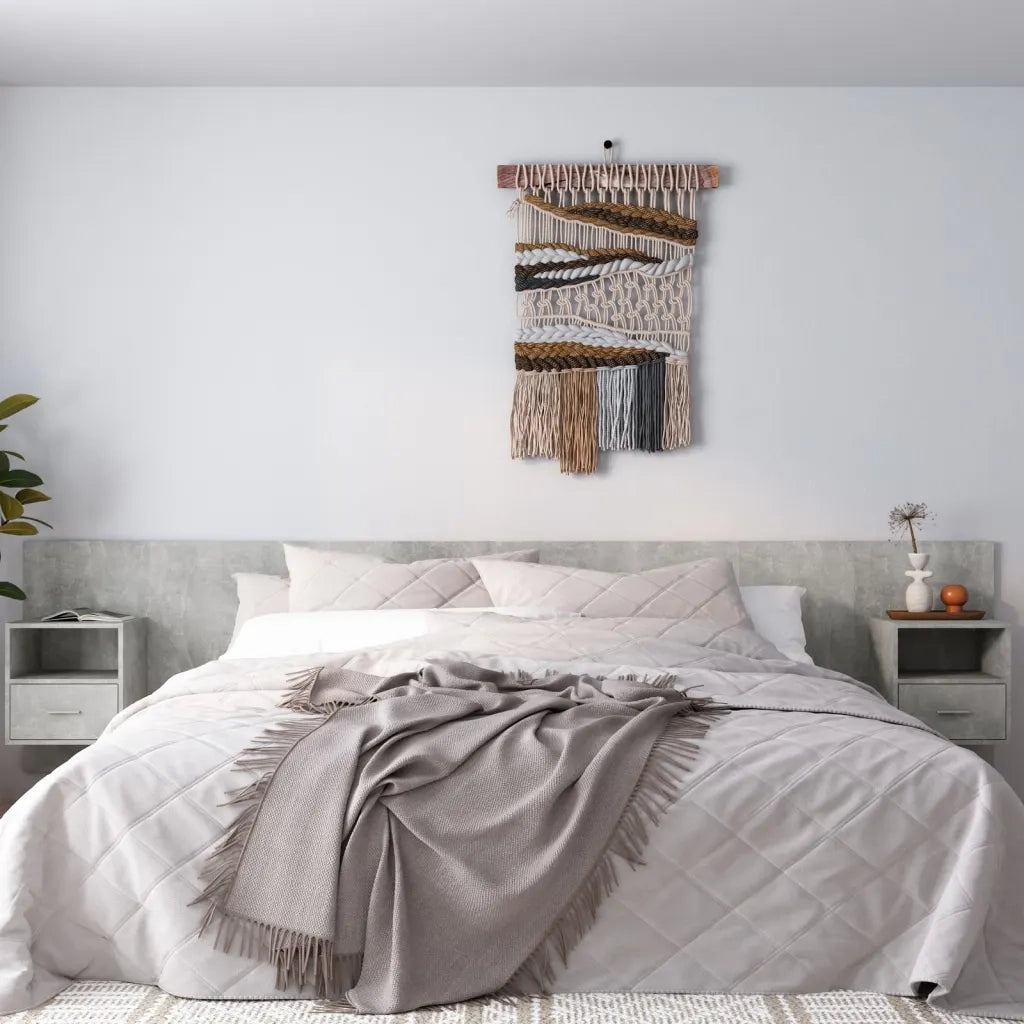 Testiera Letto con Comodini in Legno Multistrato Grigio Cemento cod mxl 50549