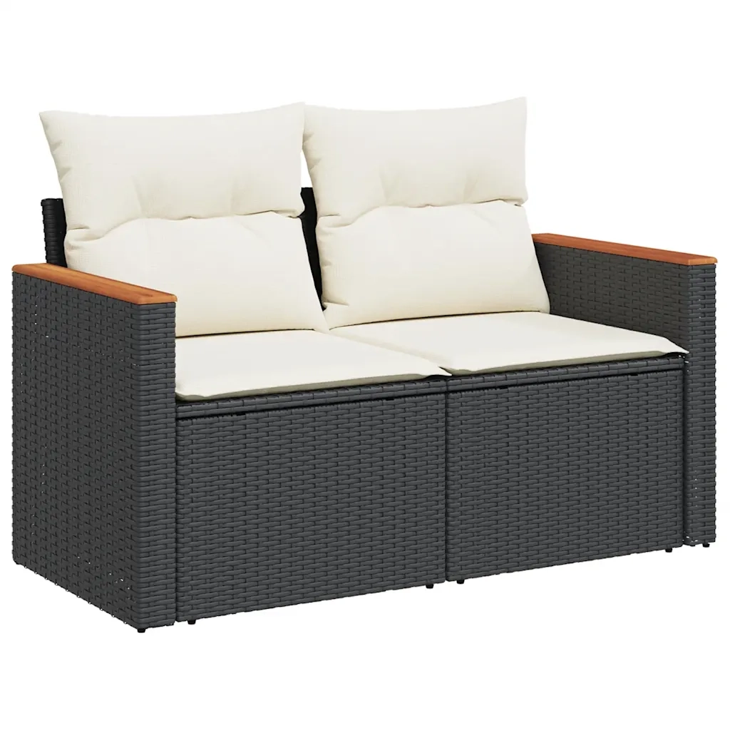 Divano da Giardino con Cuscini a 2 Posti Nero in Polyrattancod mxl 111854