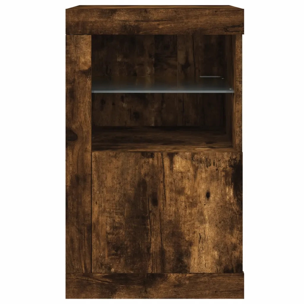 Armadietti con Luci LED 2pz Rovere Fumo in Legno Multistrato 836639