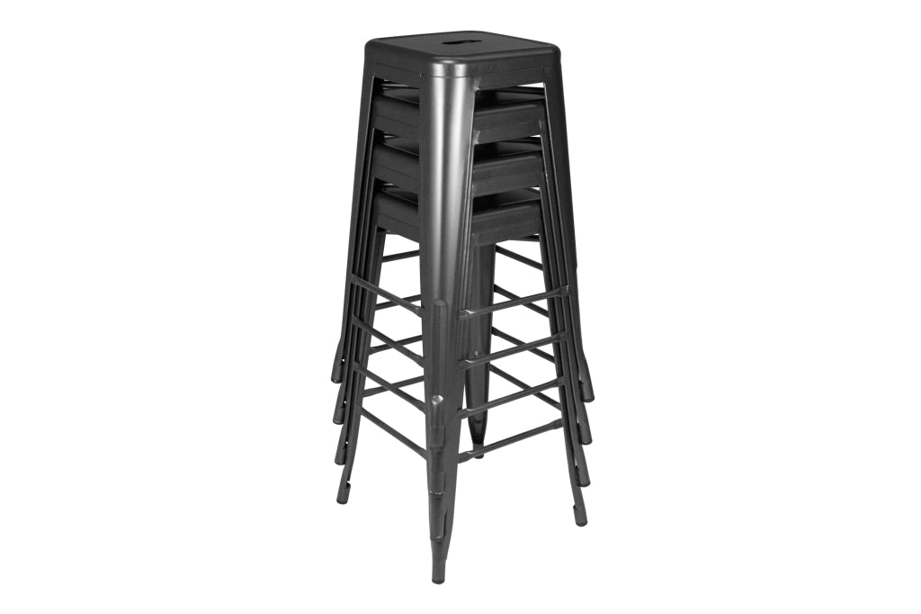 Set di 10 sgabelli bar cucina industriali in metallo grigio, sgabelli impilabili - Maggie