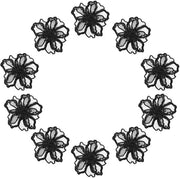 10 pezzi di patches in metallo con fiori in rilievo applicati su organza, decorazione a filo in stile chic per cucire badge logo sticker per abbigliamento DIY - abito - cappello - jeans - borsa - riparazione - nero - decorazione