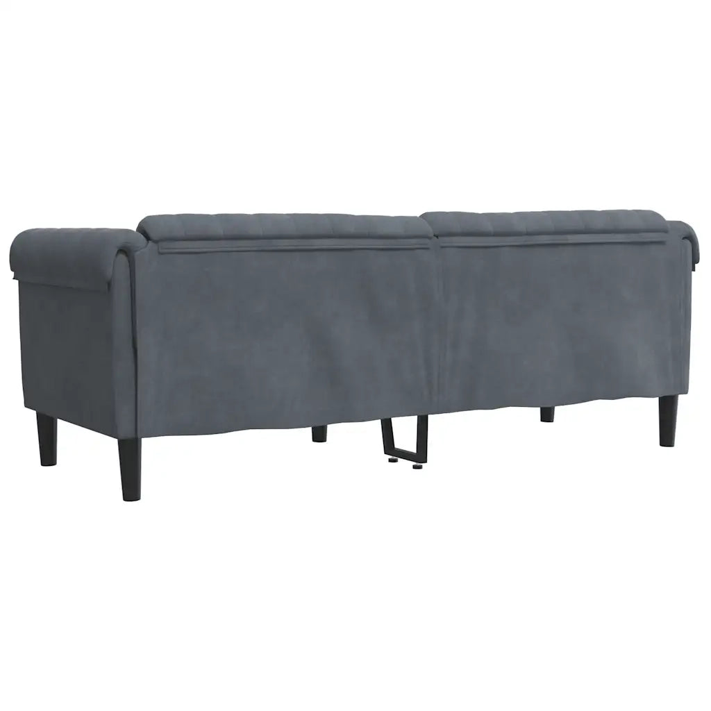 Divano a 3 Posti-Sofa 3 Posti Grigio Scuro in Velluto