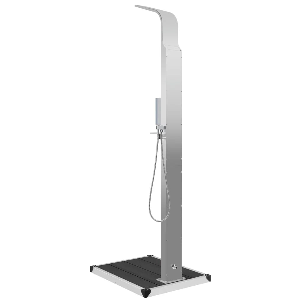 Doccia esterna con piatto doccia in WPC acciaio inox grigio 02_0042024