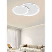 Trade Shop - Plafoniera Led Lampadario Soffitto Design A 2 Cerchi Bianco Moderno 45w Pn-26-3c -