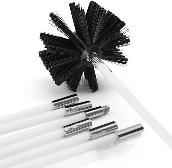 Set di Spazzole per Fumaiolo - Estensibile - Spazzola per Fumaiolo - Attrezzo di Pulizia per Fumaiolo - Asti di Nylon Flessibili - Lunghezza 61 cm - Diametro 10 cm - Pulitore di Fumaiolo