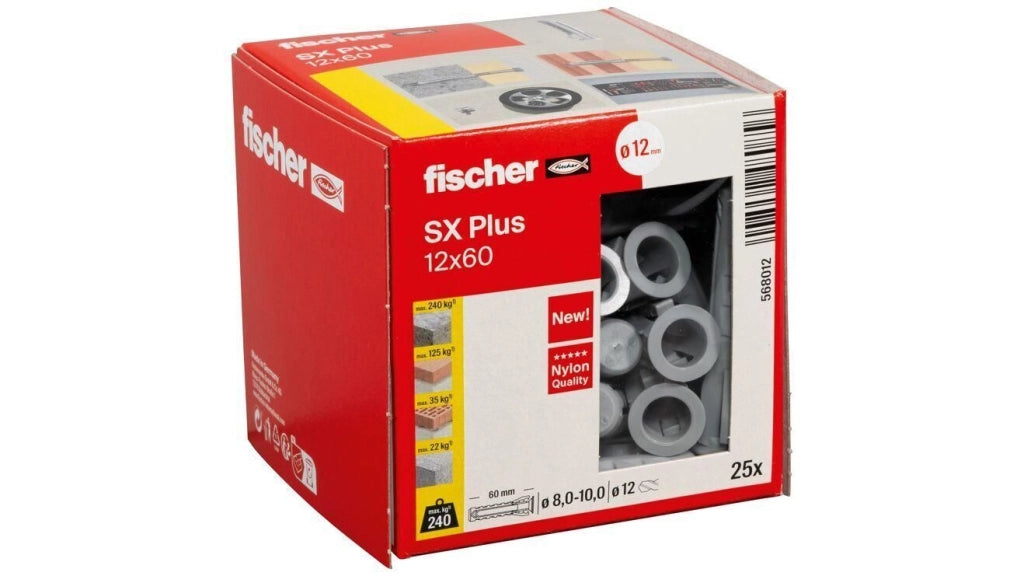 Fischer 568012 ancoraggio a vite e tassello 25 pz Tassello di espansione 60 mm