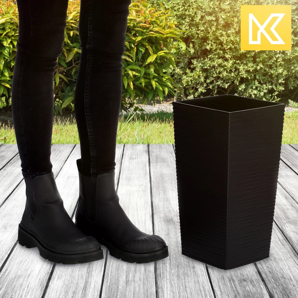 Vaso da fiori KADAX per giardino + inserto 18x36 cm Alto Grande Nero Fiori da terrazzo