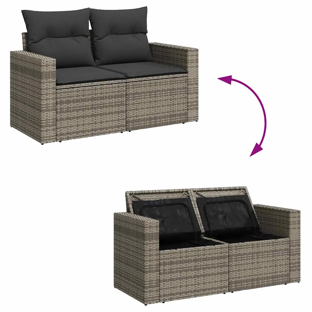 Set Divano da Giardino con cuscino 9 pcs Grigio polyrattan 3363563