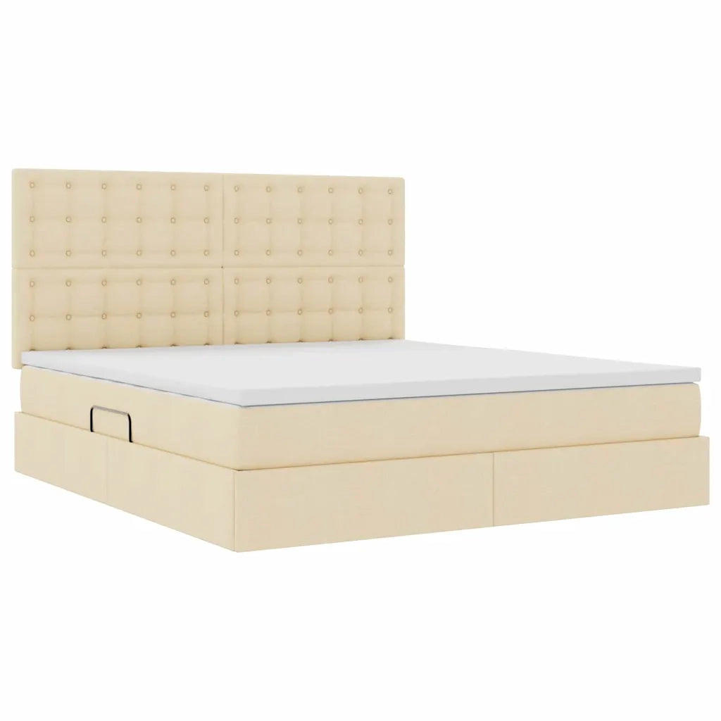 Letto con contenitore e LED Crema 180 x 200 cm Poliestere 3372562
