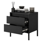 Gasalisa, Comodino 2 Cassetti, 54x40x56h cm Nero