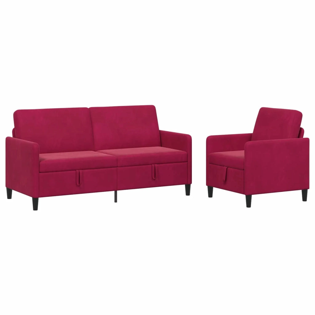 Set di Divani con Storage 2 pz Rosso Vino Poliestere 3429223