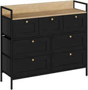 Cassettiera Belaro, Nero, 98 x 85 cm con 7 cassetti, per riporre abiti e oggetti di uso quotidiano