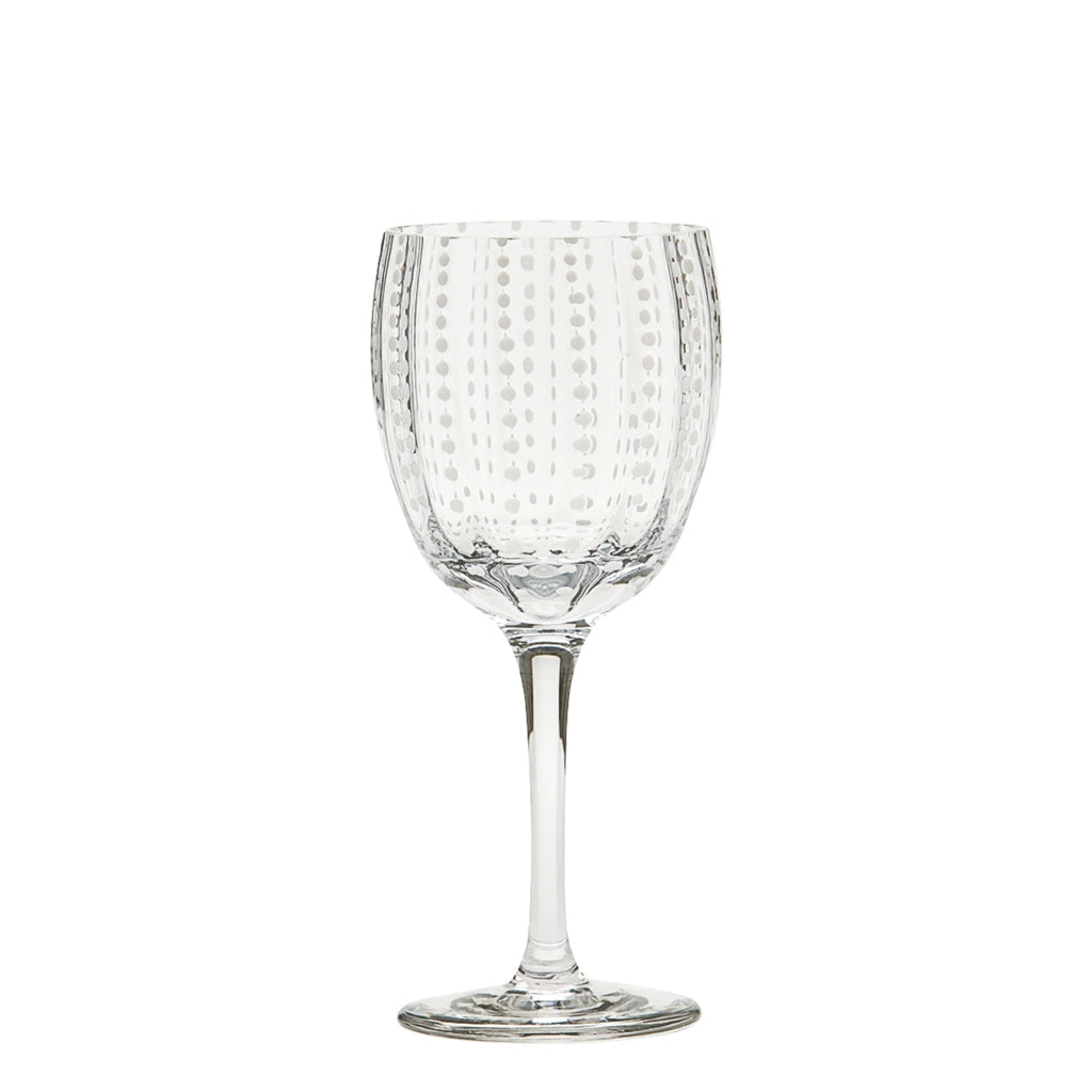 Zafferano Calice in vetro soffiato serie Perle trasparente set da 2 pezzi - Design elegante e artigianale per la tua tavola raffinata