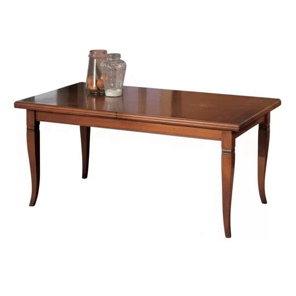Set tavolo classico legno intarsiato bassano 180x90x78 con 6 sedie seduta legno - Mobili 2G