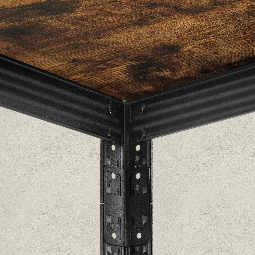 Scaffale robusto a 5 ripiani 150 x 37 x 37 cm capacità di carico 400 kg (80 kg/ripiano) stile industriale ripiani regolabili per soggiorno/cucina marrone rustico e nero 12_0005567