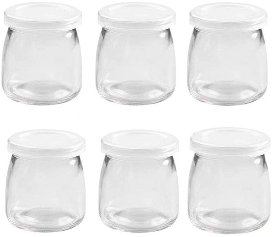 Set di Piatte in Vetro 200ml - 6 pezzi - Resistente al Calore - BPA libero - Sicuro per l'Alimentazione - Adatto per Yogurt e Desserti - Piatte per Yogurt