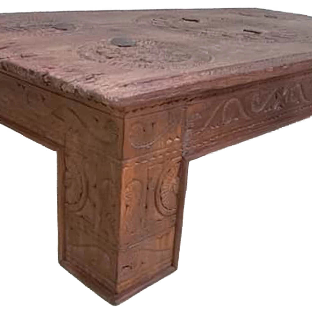 Tavolino in legno artigianale marrone 150x74x37h cm