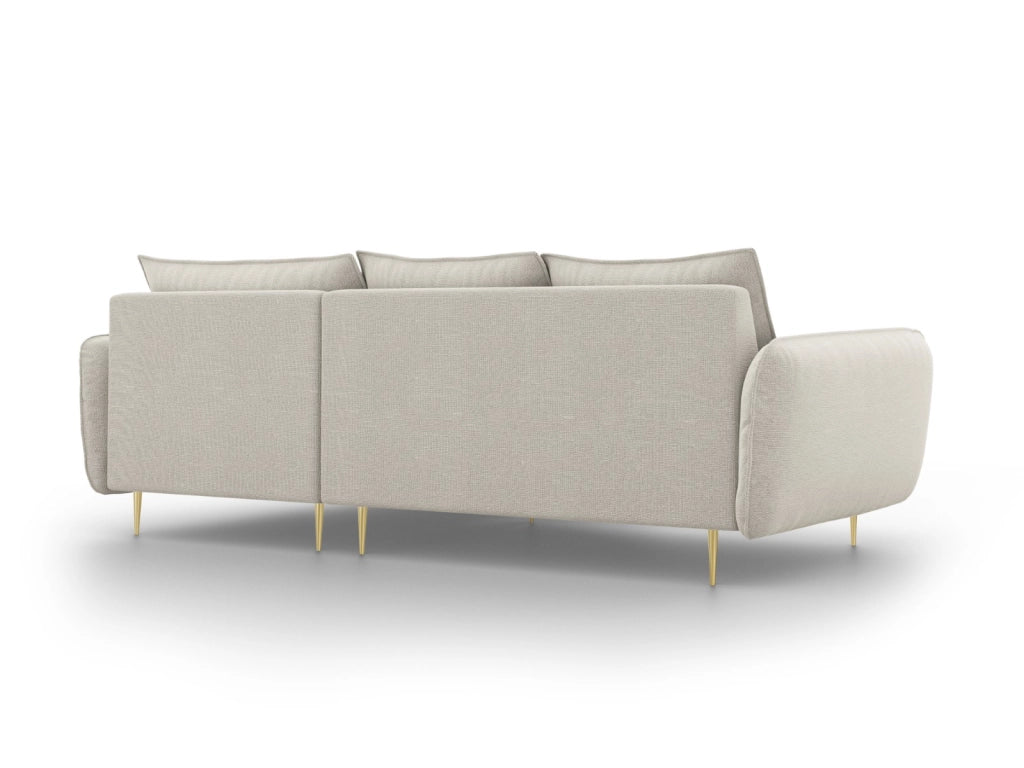 Cosmopolitan Design - Divano angolare destro "Vienna" 5 posti in tessuto strutturato beige chiaro 