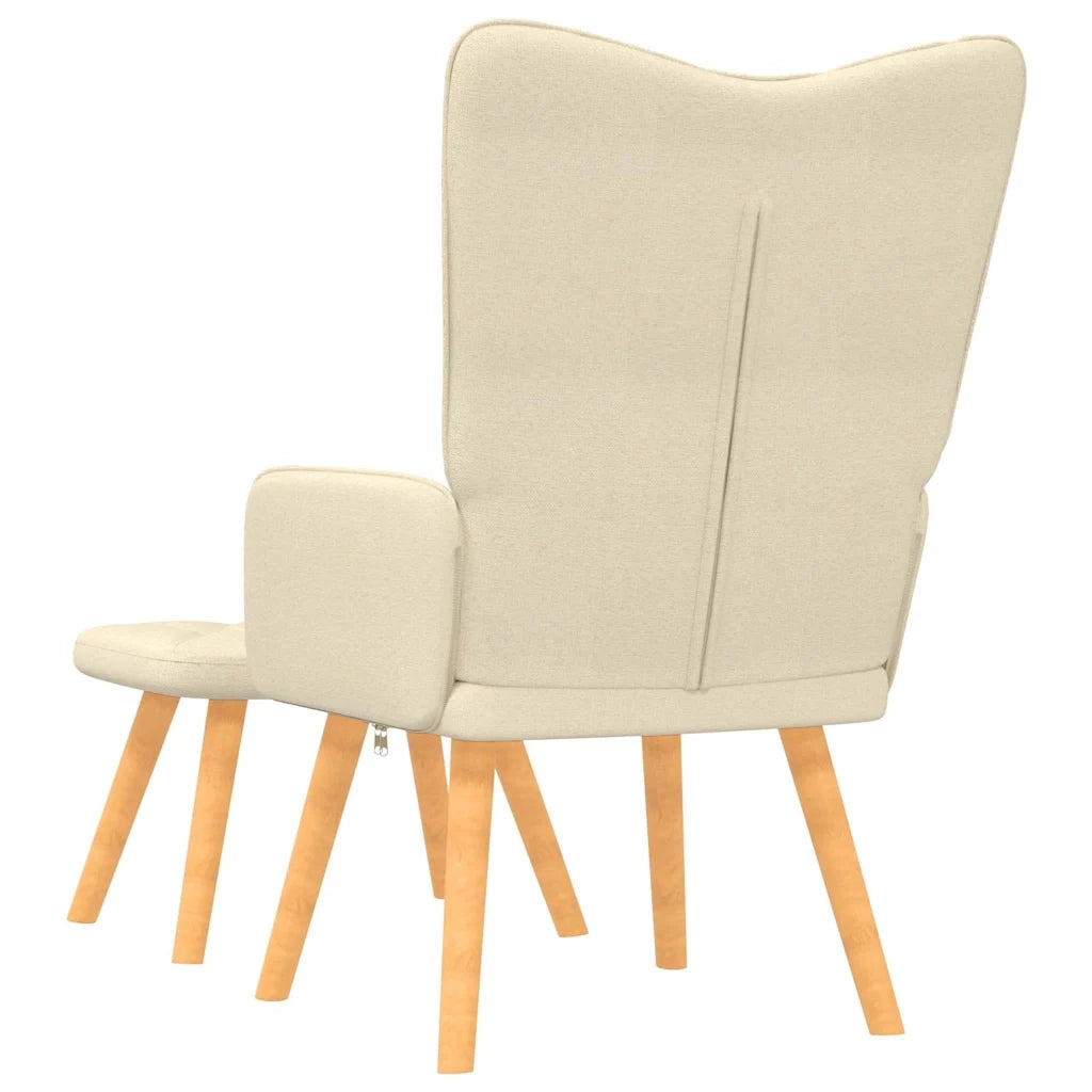 Poltrona Relax con Poggiapiedi Crema in Tessuto 327536