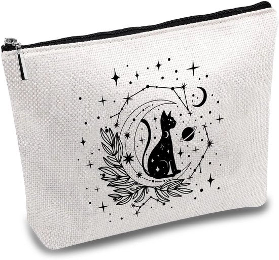 Tas per Pennelli Multifunzionale - Impermeabile - Nero Gatto - Borsa Cosmetica - Adatta per Donne - 25,5 x 18,5 cm