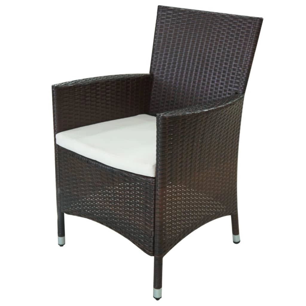 Set di mobili da giardino mobili da esterno 11 pezzi con cuscini resina intrecciata marrone 02_0015433