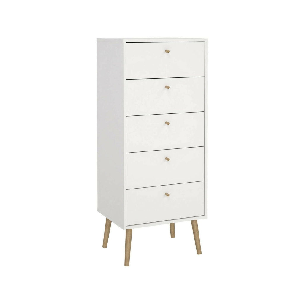 Cassettiera Yaounde, Settimino multiuso, Comò camera da letto, Mobile con cassetti, 50x39 h120 cm, Bianco