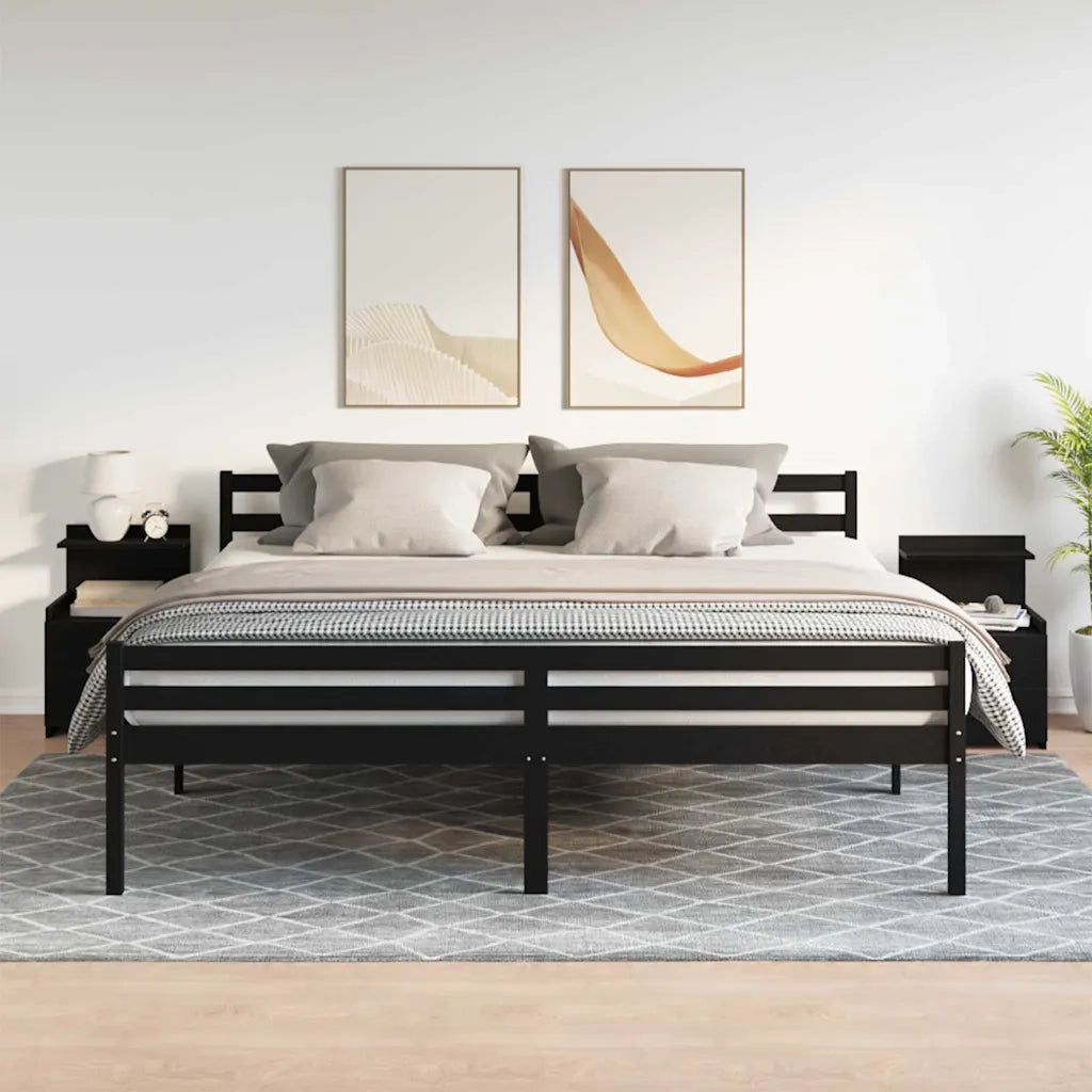 Comodini 2 pz con 2 cassetti neri 40x36,5x62 cm