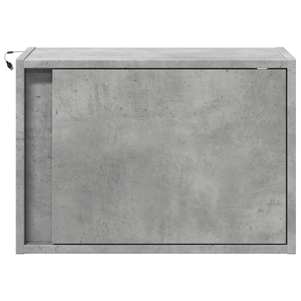 Comodini a Parete con Luci LED 2 pz Grigio Cemento
