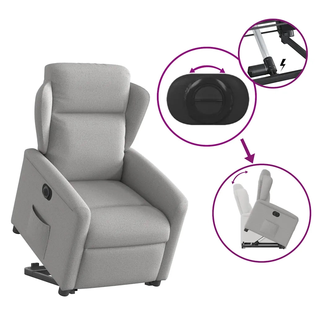 Poltrona Alzapersona Reclinabile Elettrica Grigi Nuvola Tessuto 3303163