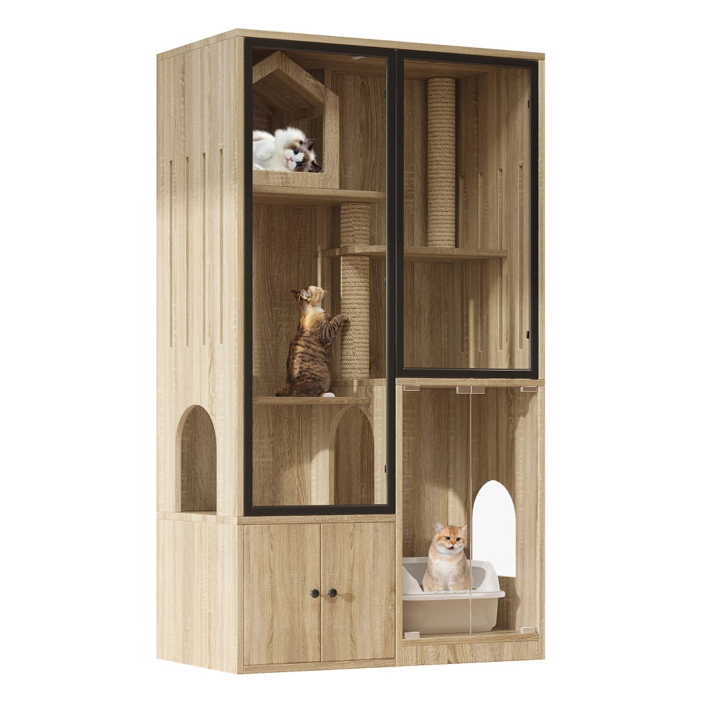 Mobile per gatti in MDF e vetro temperato 90 x 50 x 160 cm