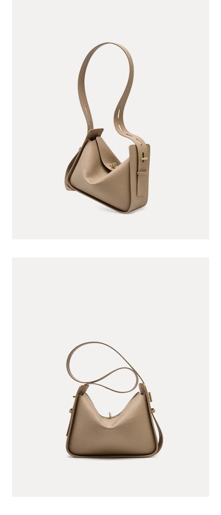 Borsa a tracolla da donna in vera pelle, borsa a secchiello stile college, borsa hobo grigia