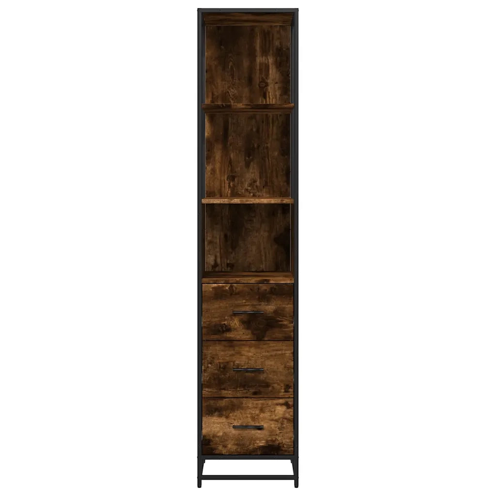 Armadietto Bagno | Armadio da bagno Rovere Fumo 35x37,5x166cm in Legno Multistrato