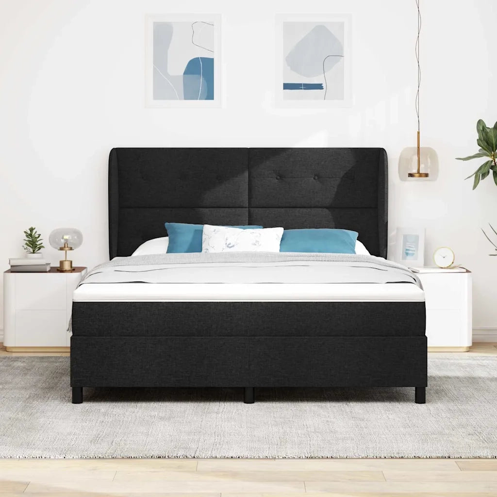 Letto a molle con materasso Nero 180 x 200 cm Tessuto 3340580