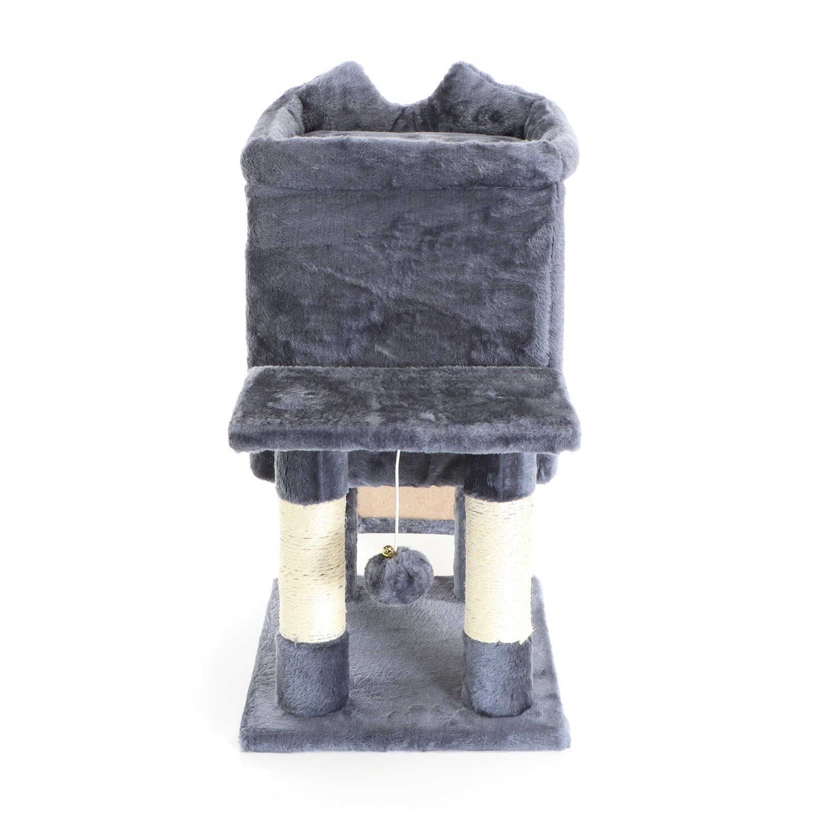 Fudajo Albero tiragraffi grigio scuro 60cm con casetta per gatti, tronco e sisal