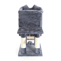 Fudajo Albero tiragraffi grigio scuro 60cm con casetta per gatti, tronco e sisal