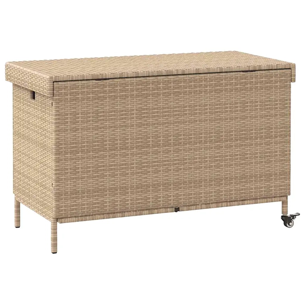 Contenitore da Giardino con Ruote Beige Misto Polyrattan 4103829