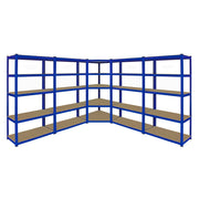 1 Scaffale ad Angolo & 4 Scaffali T-Rax in Acciaio Senza Bulloni Blu