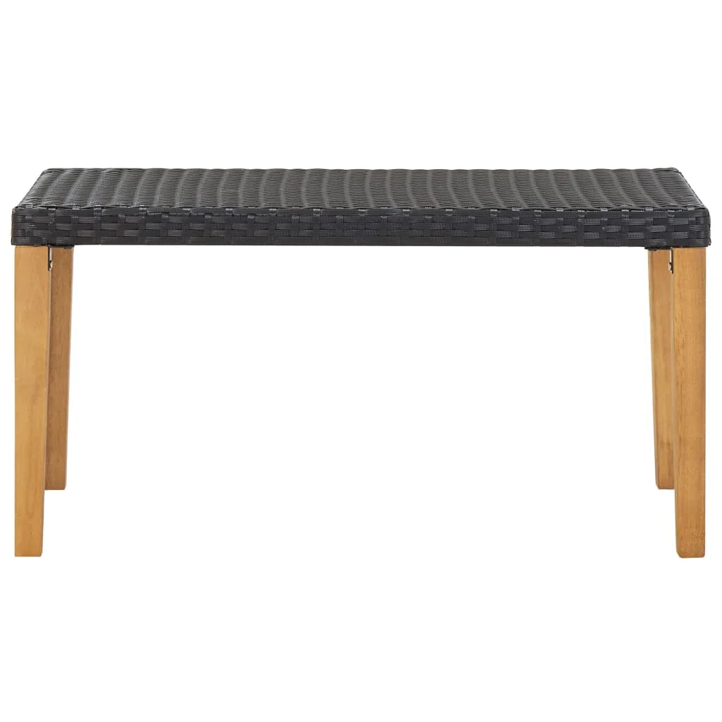 Panca da giardino arredo da esterno terrazza 120 cm nero resina intrecciata e legno di acacia 02_0011203