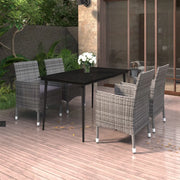 Set da Pranzo per Giardino 5 pz con Cuscini Polyrattan e Vetro cod mxl 38801