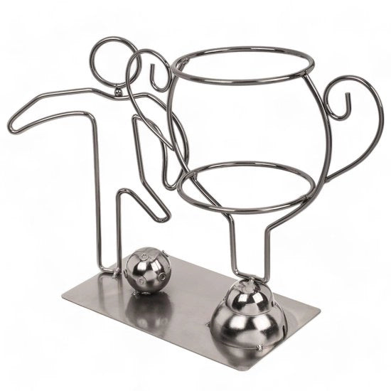 Sostegno per bottiglie in metallo - Campione di calcio - Unico design - 30 x 10 x 20 cm - Originele regalo - Sostegno per bottiglie