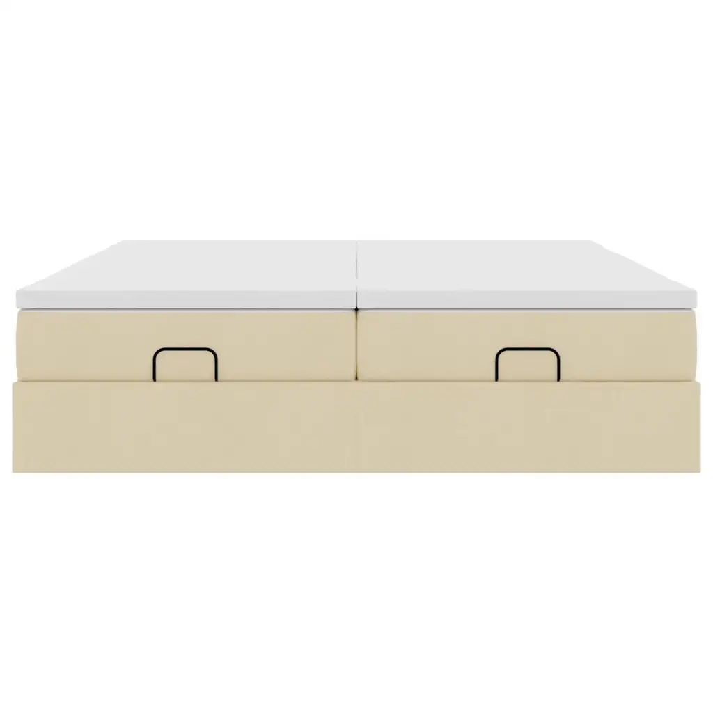 Struttura Letto Pouf con Materassi Crema 180x200 cm in Tessuto