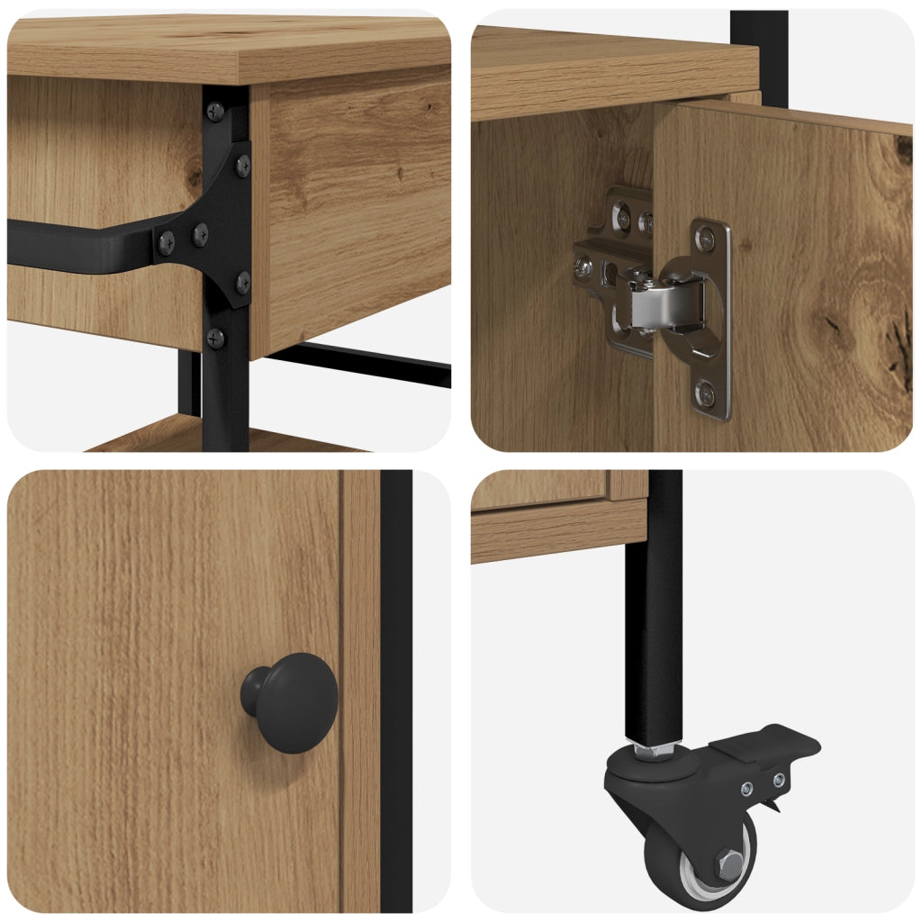 Carrello da Cucina Rovere Artigianale 56x43x89.5 cm Legno Ingegnerizzato