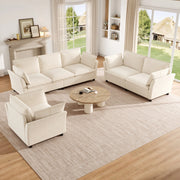 Divano modulare 3 2 1 componibile 6 7 posti con cuscini bracciolo design ergonomico per soggiorno in ciniglia beige