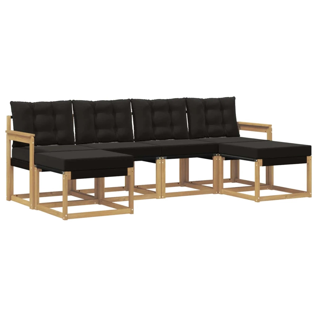 Set di divani da esterno 6 pz Bianco e Nero 3389734