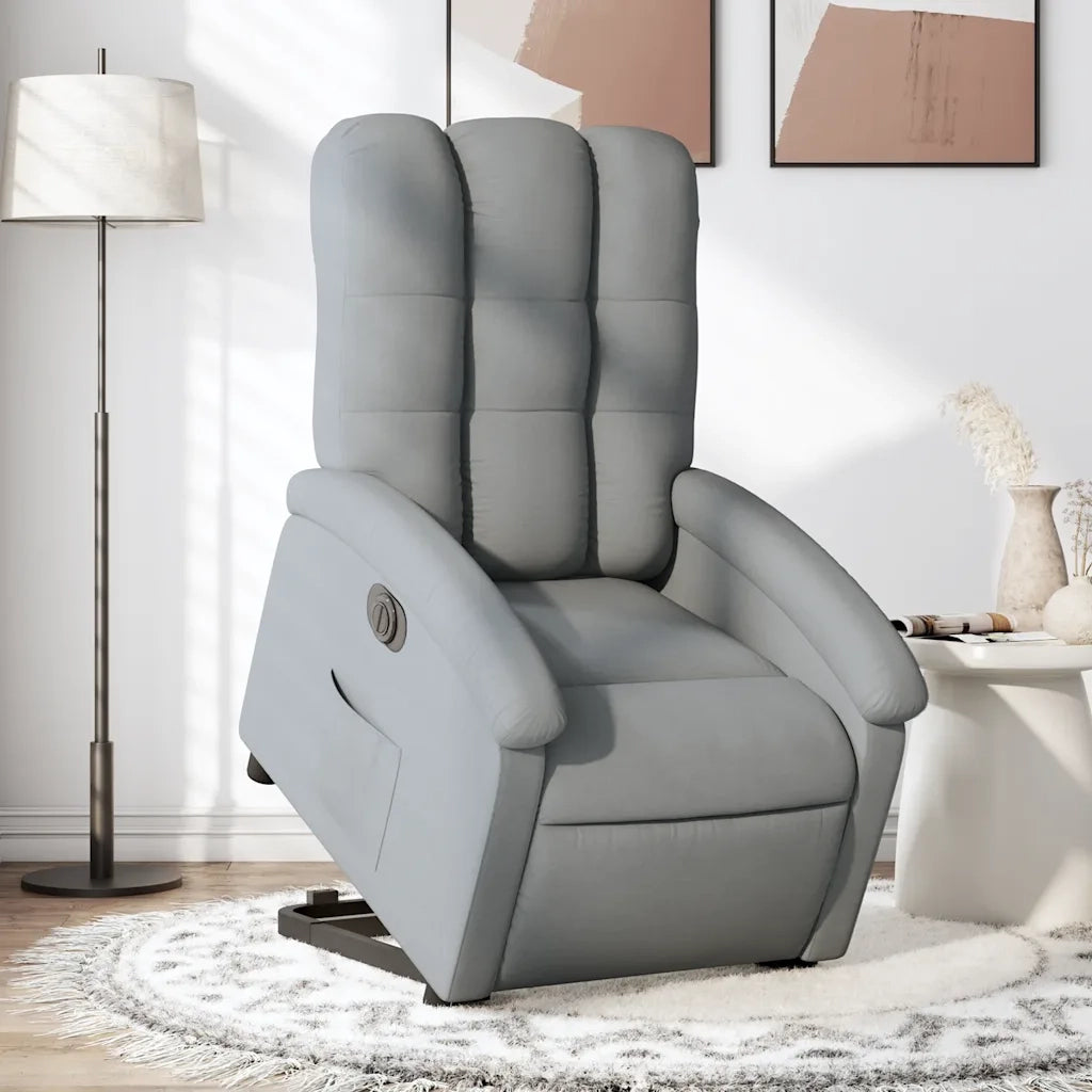 Poltrona | Sedia Relax Reclinante Alzapersona Elettrica Grigio Chiaro Tessuto